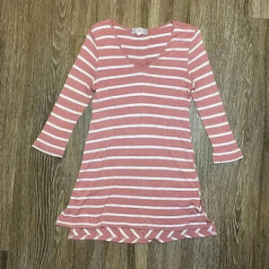 Womens Pink & White Stripe Shirt - M
